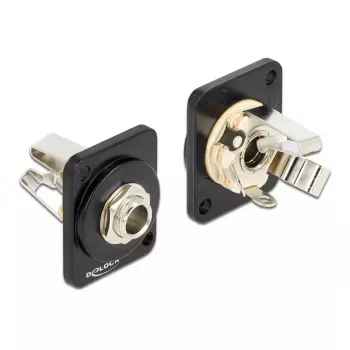 Conector hembra DELOCK 86790 de 6,35 mm negro/plata, 25,2×31,5×31,4 mm