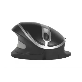Ratón de cable BakkerElkhuizen Oyster, ambidiestro, diseño vertical, láser, USB Type-A, 1200 DPI, negro, plata