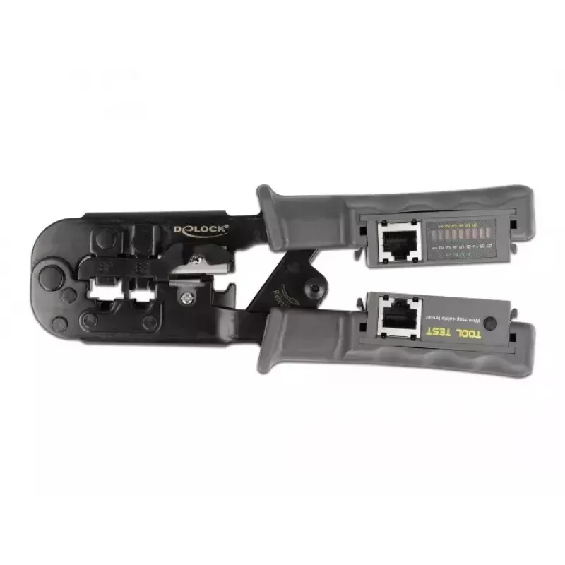 Alicate de crimpar con pelacables y comprobador de red DeLOCK 90510