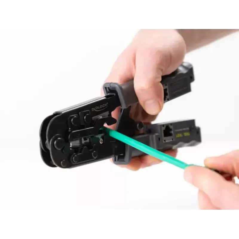 Alicate de crimpar con pelacables y comprobador de red DeLOCK 90510