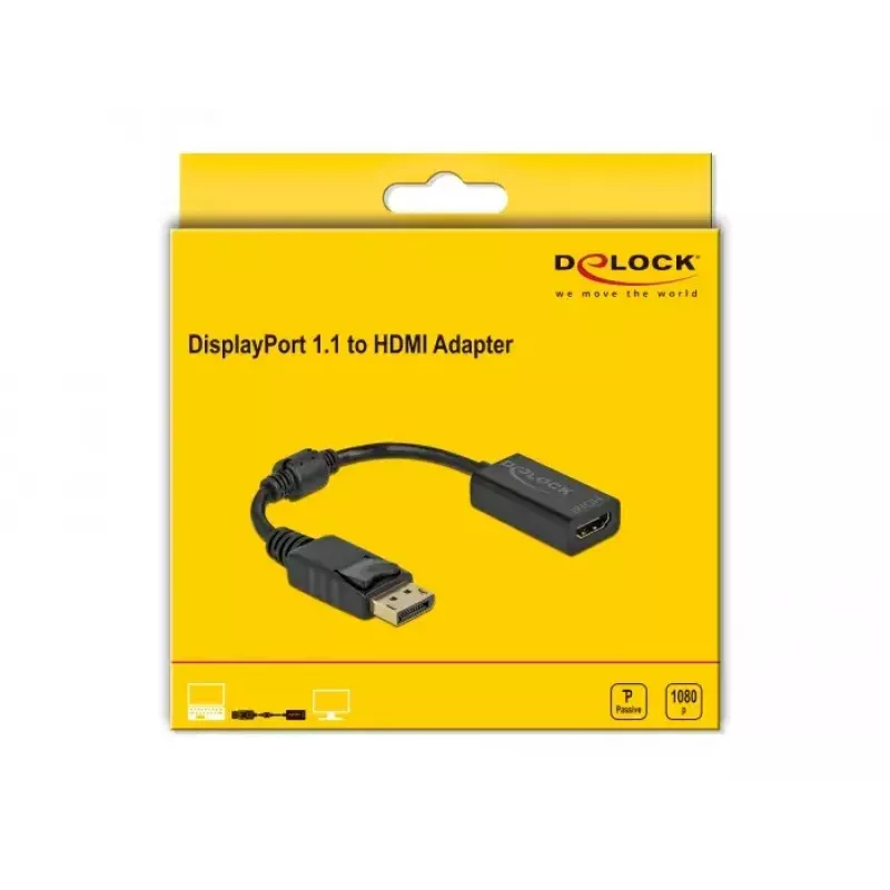 Adaptador DisplayPort 1.1 conector macho a HDMI conector hembra DeLOCK 61011