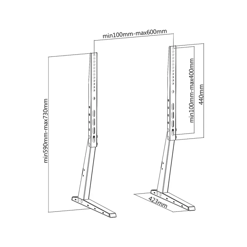 PureLink PureMounts PM-TVS-02 soporte de suelo para TV para pantallas planas de 81-165 cm (32-65 pulgadas), acero, negro