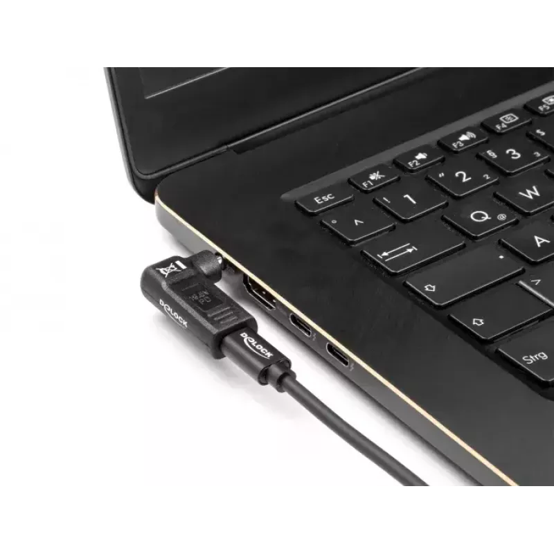 Adaptador DeLOCK conector hembra USB Type-C a conector macho Dell 4,5 x 3,0 mm en ángulo de 90°