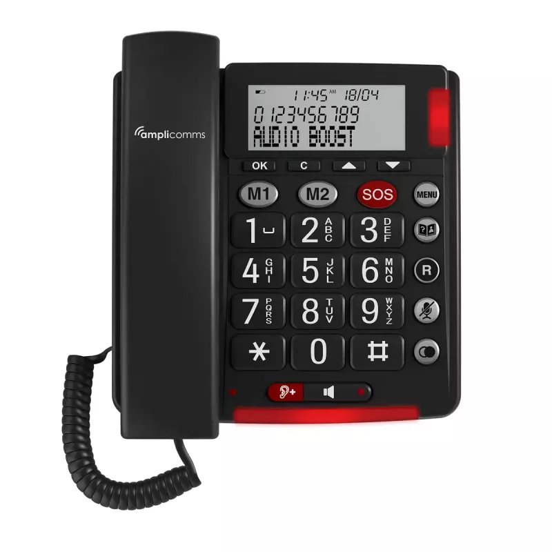 Teléfono analógico amplicomms BigTel 50 Alarm Plus identificación de llamadas gris oscuro
