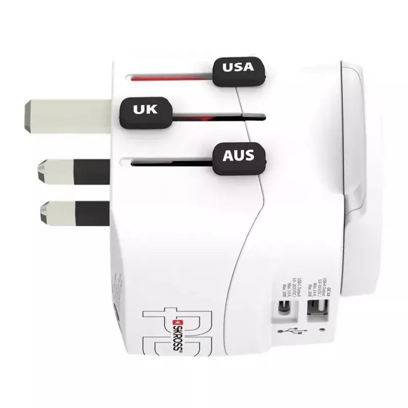 Adaptador de enchufe Skross 61663 Universal blanco 100-250V 2,4A USB