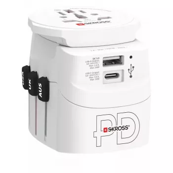Adaptador de enchufe Skross 61663 Universal blanco 100-250V 2,4A USB