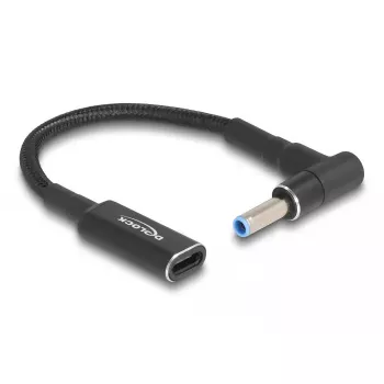 Cable adaptador DeLOCK USB Type-C conector hembra a HP 4,5 x 3,0 mm conector macho 90° en ángulo 15 cm