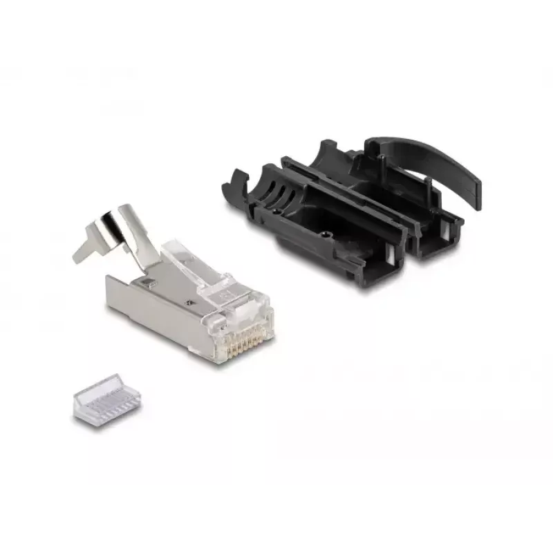 Set de conectores modulares RJ45 DeLOCK Cat.6A 25 uds. alivio de tracción protección fiable contra dobleces