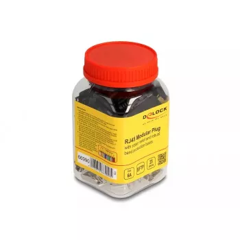 Set de conectores modulares RJ45 DeLOCK Cat.6A 25 uds. alivio de tracción protección fiable contra dobleces