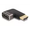 Adaptador HDMI DeLOCK conector macho a conector hembra 90° acodado a la izquierda 8K 60 Hz gris metal