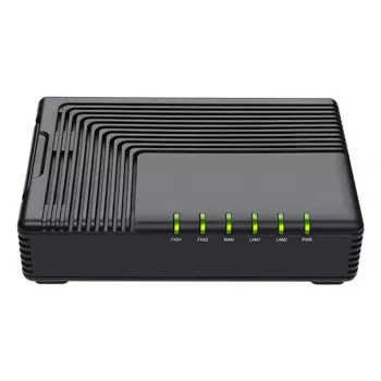 Adaptador de teléfono analógico (ATA) Auerswald FTA5102E2 — 2 conexiones, G.711a/u, G.729A/ab, corriente continua, negro
