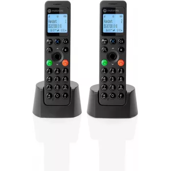 Teléfono DECT Motorola DOT202 Twin auricular inalámbrico Identificador de llamadas Negro