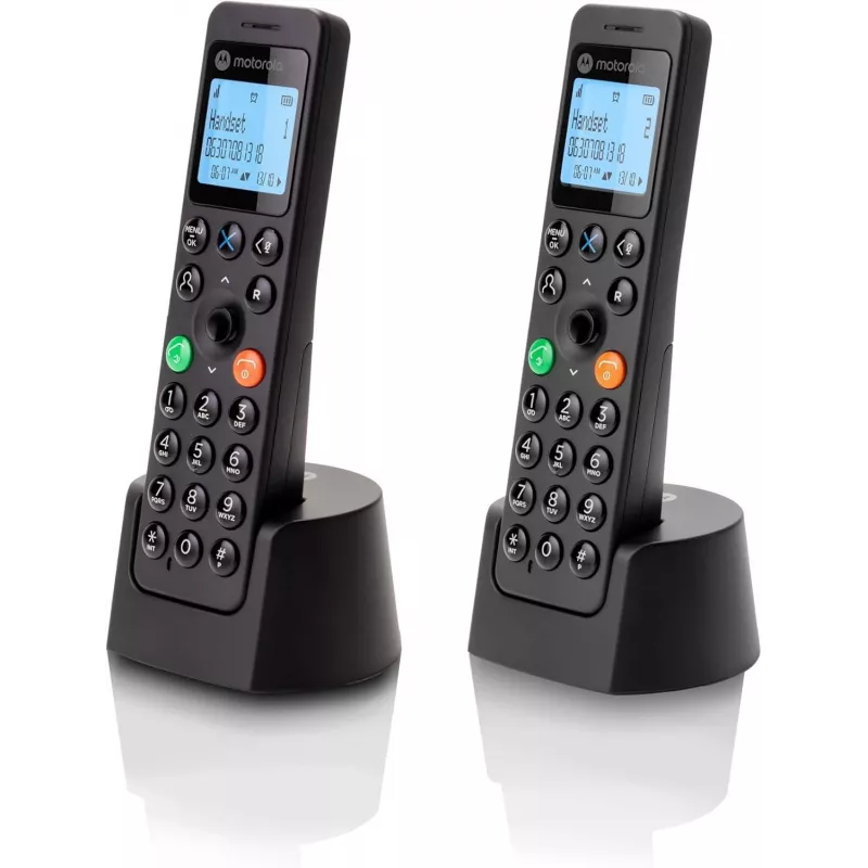 Teléfono DECT Motorola DOT202 Twin auricular inalámbrico Identificador de llamadas Negro