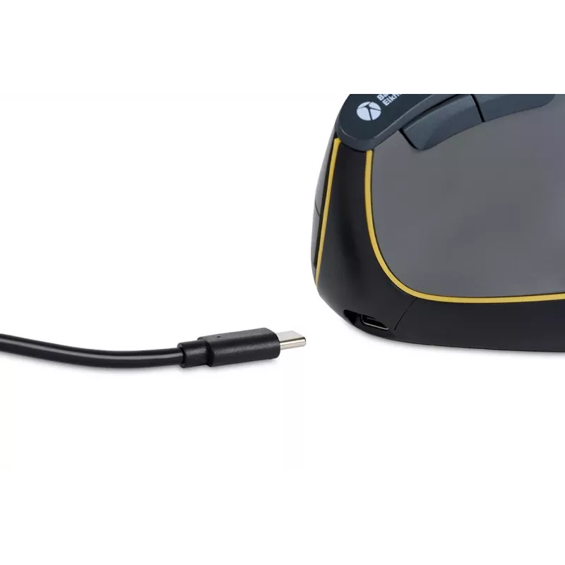 Ratón BakkerElkhuizen FastForward, para diestros, diseño vertical, óptico, RF Wireless + Bluetooth + USB Type-C, 500 DPI, gris