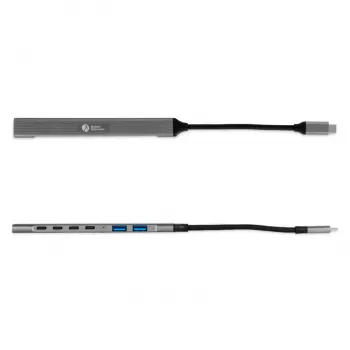 Hub USB-C 7 en 1 BakkerElkhuizen BNECHUB3A4C — 7 conexiones (USB 3.2 Gen1 A, USB 3.2 Gen1 C, USB 2.0), carcasa de aluminio, gris/negro