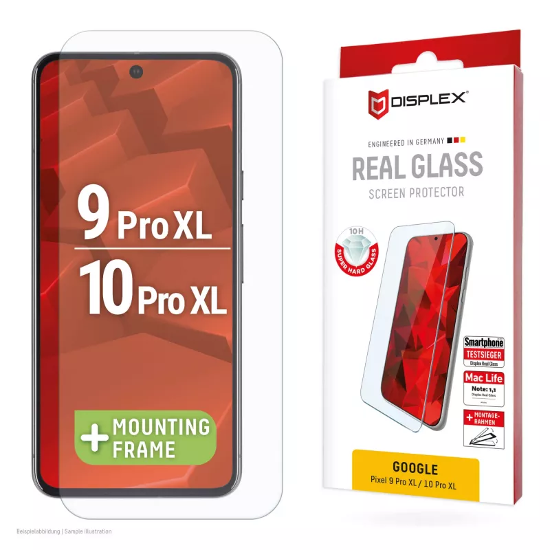 Protector de pantalla Displex (10H) para Google Pixel 9 Pro XL, Pixel 10 Pro XL, marco de montaje Eco, resistente a arañazos