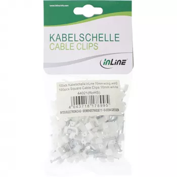 InLine pack de 100 uds. pinza cuadrada para cables 10mm blanco