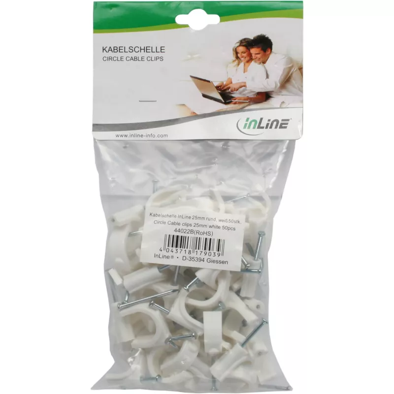 Pinza redonda para cables InLine 44021B 10 mm blanco 100 uds.