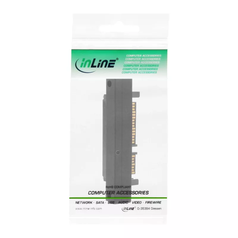 Adaptador SATA InLine, M/H, 22 pines (15+7) en ángulo descendente