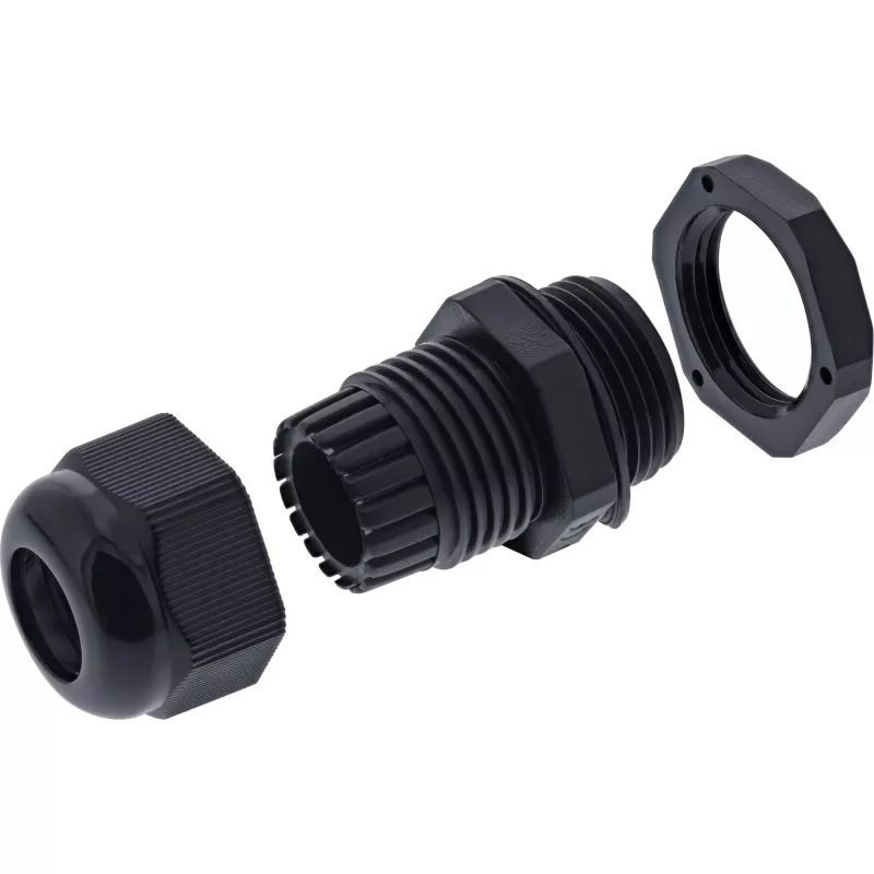 Prensaestopas InLine 44012B nylon IP68 para cable Ø6–12 mm, negro, pack de 10
