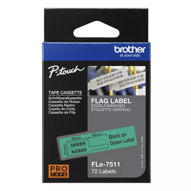 Cinta de etiquetado Brother FLE-7511 negro sobre verde