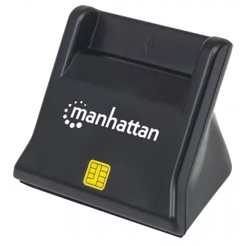 Lector de tarjetas Smart/SIM USB-A Manhattan, 480 Mbit/s (USB 2.0), dispositivo de sobremesa, compatible con tipo fricción, Hi-Speed USB, cable 86 cm, negro, tres años de garantía