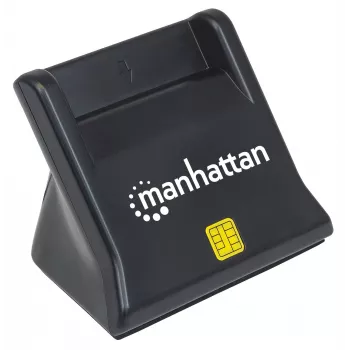 Lector de tarjetas Smart/SIM USB-A Manhattan, 480 Mbit/s (USB 2.0), dispositivo de sobremesa, compatible con tipo fricción, Hi-Speed USB, cable 86 cm, negro, tres años de garantía