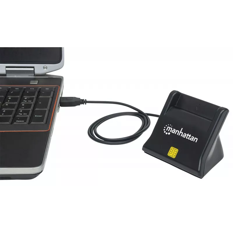 Manhattan 102025 lector de tarjetas Smart/SIM USB-A, 480 Mbps (USB 2.0), de sobremesa, vertical