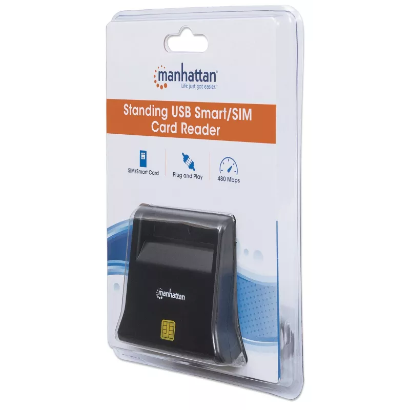Manhattan 102025 lector de tarjetas Smart/SIM USB-A, 480 Mbps (USB 2.0), de sobremesa, vertical