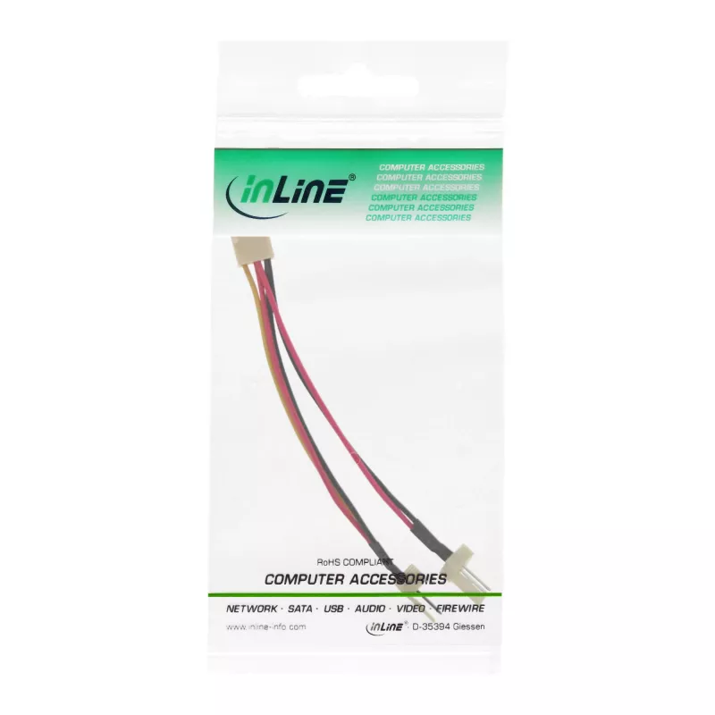 Adaptador de ventilador InLine conector hembra 3 pines / 2x conector macho 3 pines aprox. 0,10m