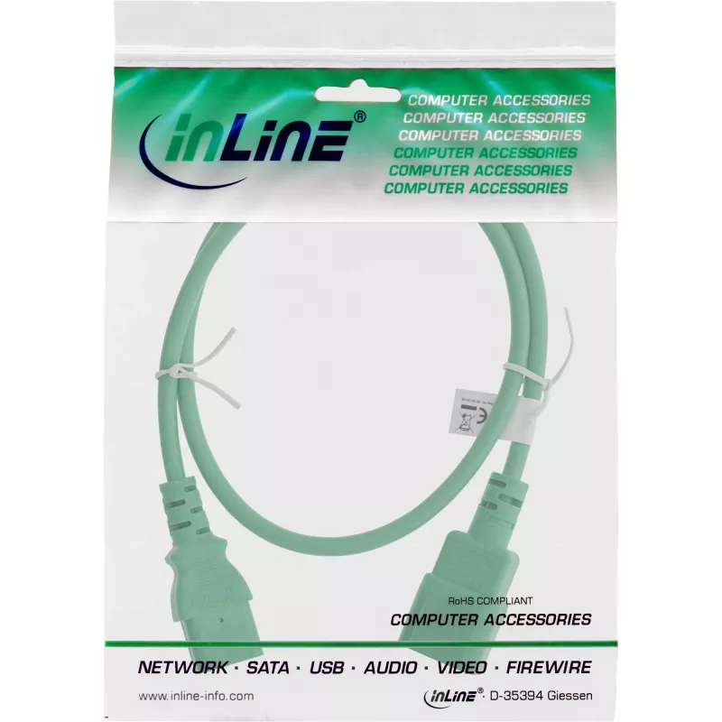 Alargador de cable de alimentación InLine, C13 / C14, verde, 0,5 m