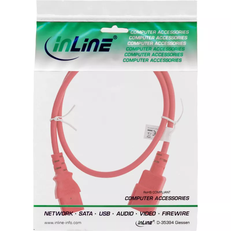 Alargador de cable de alimentación InLine, C13 / C14, rojo, 2 m