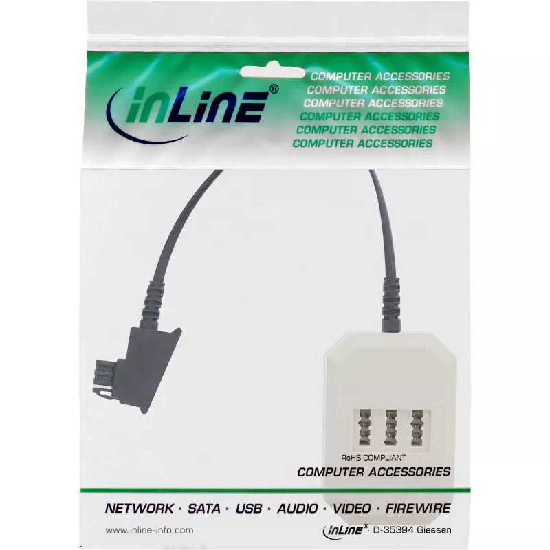 Adaptador InLine TAE-F alemán conector macho / TAE NFN + conector hembra RJ11 0,2 m