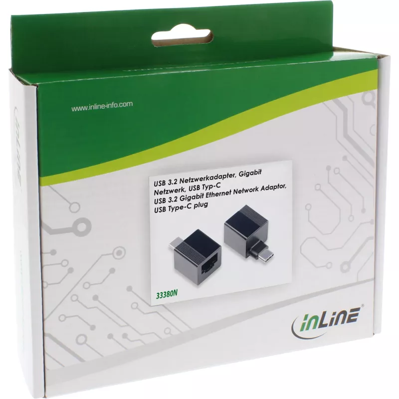 Adaptador de red InLine USB 3.2 a 1 Gb/s, USB-C a RJ45