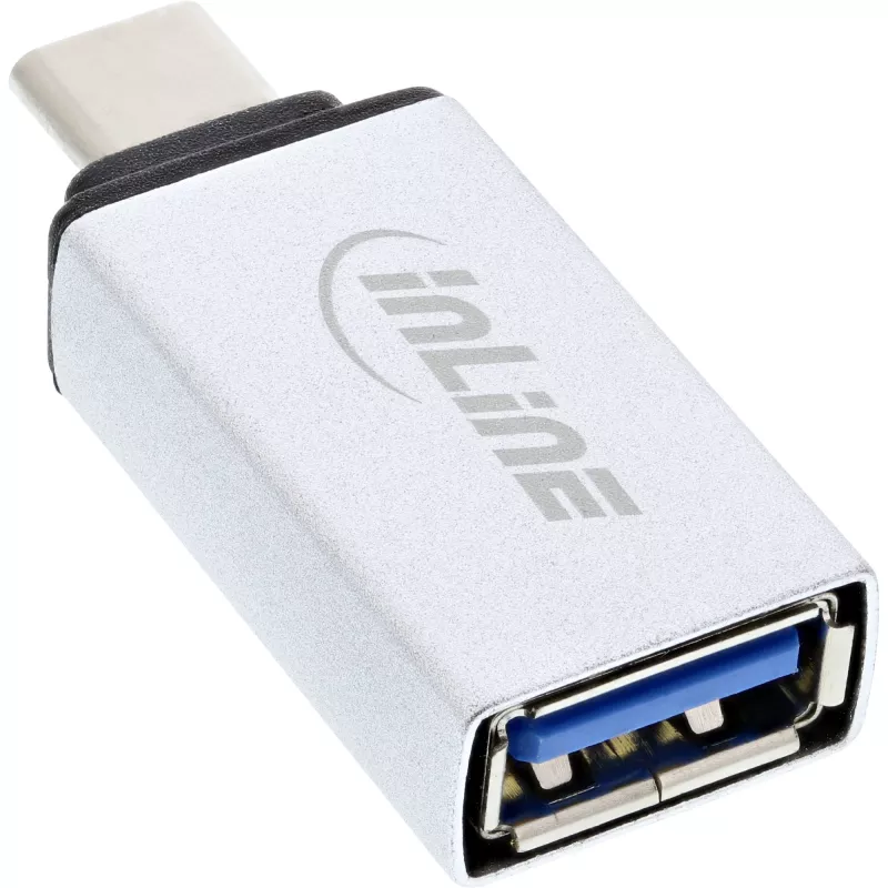 Adaptador USB 3.2 Gen.2 InLine, conector macho USB-C a conector hembra USB-A, plateado