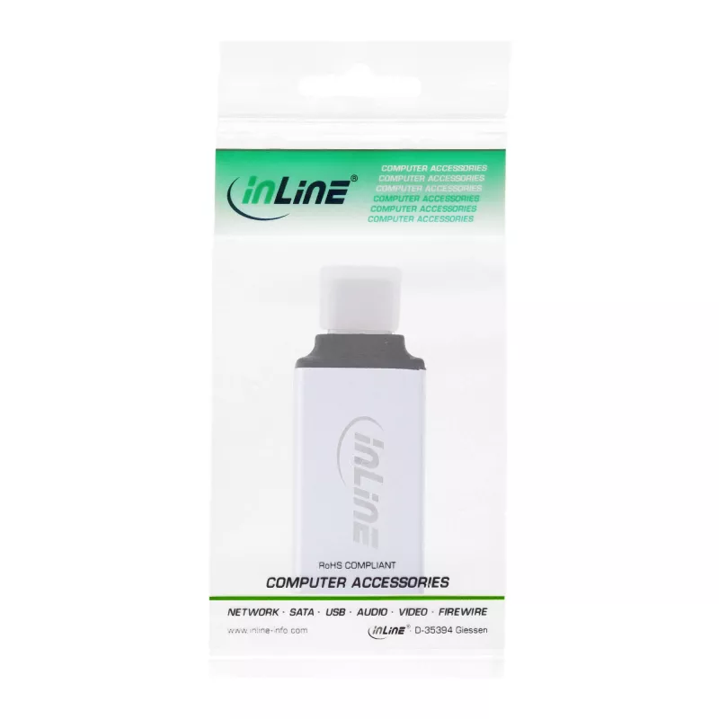 Adaptador USB 3.2 Gen.2 InLine, conector macho USB-C a conector hembra USB-A, plateado