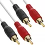 Cable de audio InLine 2x conector macho RCA a conector macho, blanco / dorado, 3 m