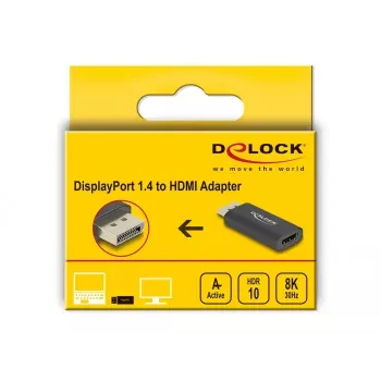 Adaptador activo DeLOCK DisplayPort 1.4 a HDMI, 8K HDR, negro