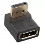 Adaptador DisplayPort InLine, conector macho / hembra DisplayPort, acodado hacia arriba