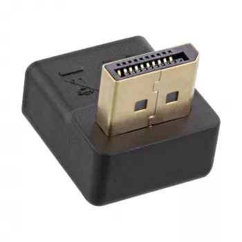 Adaptador DisplayPort InLine, conector macho / hembra DisplayPort, acodado hacia arriba