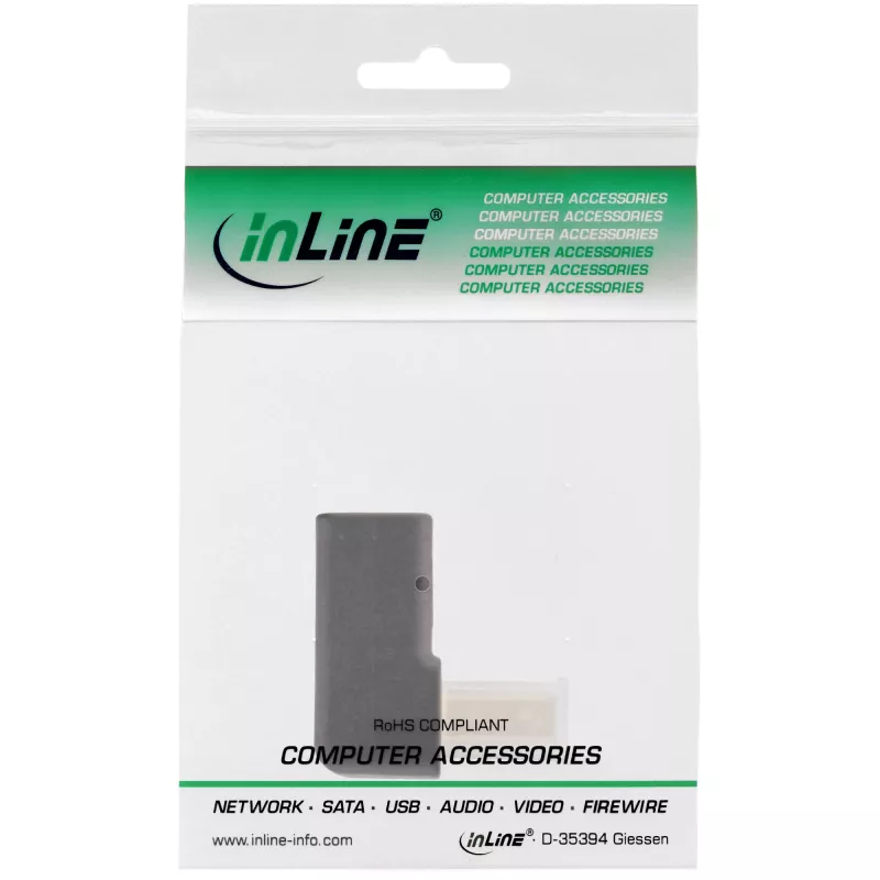Adaptador DisplayPort InLine, conector macho / hembra DisplayPort, acodado hacia arriba