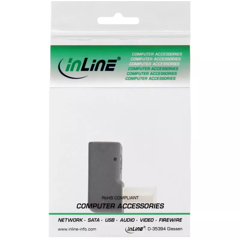 Adaptador DisplayPort InLine, conector macho / hembra DisplayPort, acodado hacia abajo
