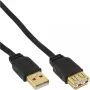 Cable plano USB 2.0 InLine, conector macho / hembra Type-A, bañado en oro, negro, 5 m