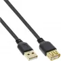 Cable plano USB 2.0 InLine, conector macho/hembra Type-A, bañado en oro, negro, 1 m