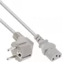 Cable de alimentación InLine, CEE 7/7 acodado / conector macho IEC C13 de 3 polos, gris, 2 m