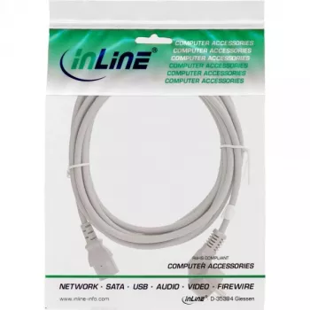 Cable de alimentación InLine, CEE 7/7 acodado / conector macho IEC C13 de 3 polos, gris, 2 m