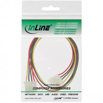 Cable alargador de fuente de alimentación InLine, 4 polos, conector macho/hembra, 0,50 m, redondo
