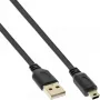 Cable plano USB 2.0 InLine, conector macho USB Type-A / conector macho Mini-B de 5 polos, negro/dorado, 5 m