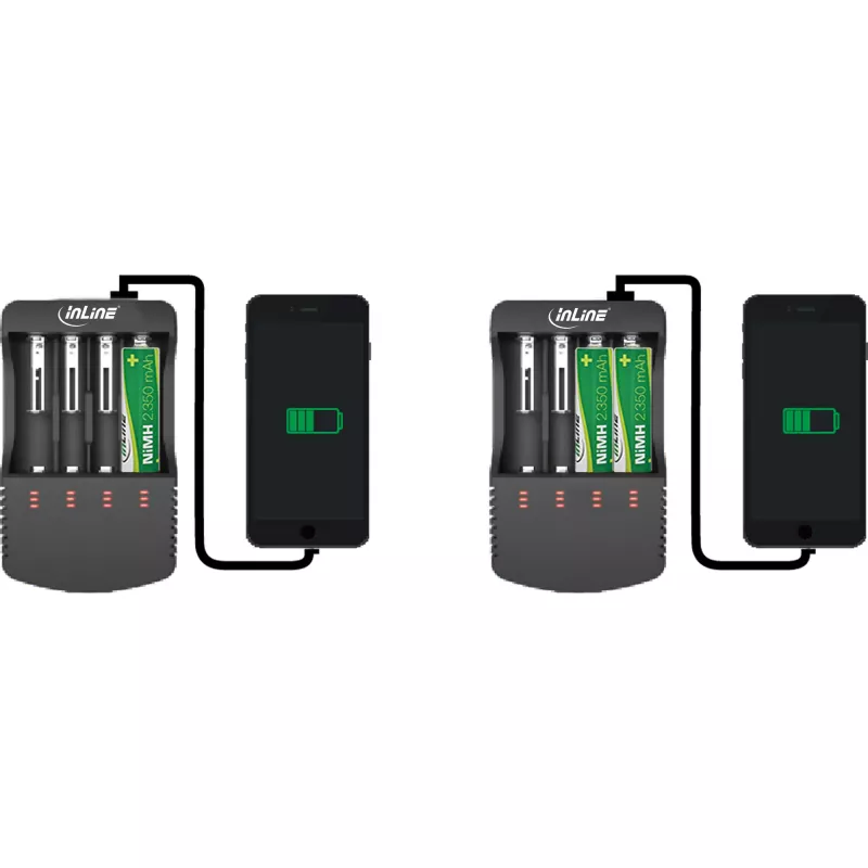 Cargador InLine para baterías de litio y NiCd+NiMH, 1 ud.
