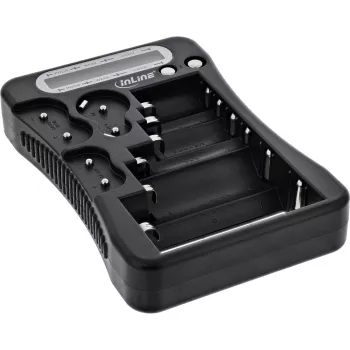 Comprobador de baterías InLine 01285 con pantalla LCD para pilas de botón y cilíndricas